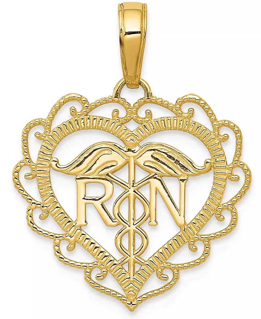Macy
s Registered Nurse Open Heart Charm Pendant in 14k Gold