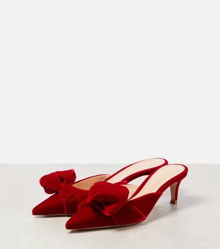 Gianvito Rossi 55 bow-detail velvet mules 4