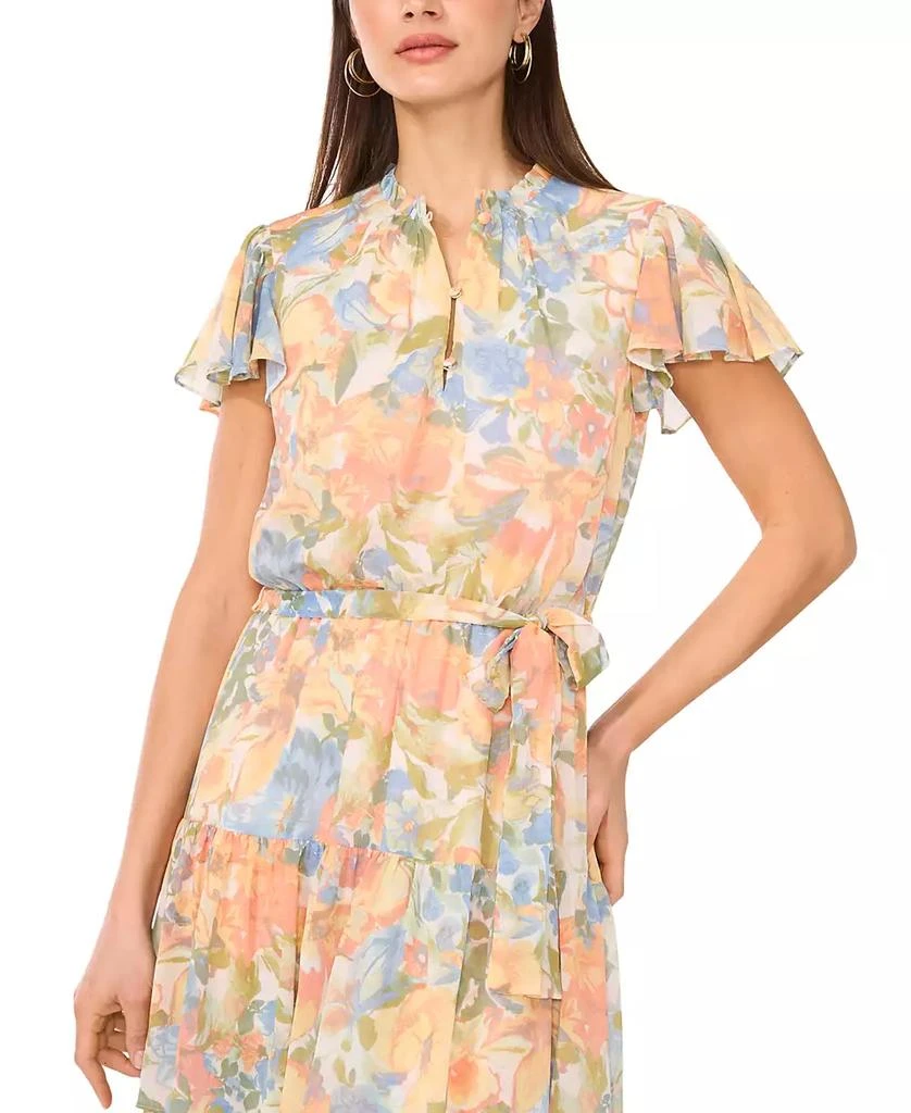Sam & Jess Women's Tiered Floral Flutter-Sleeve Maxi Dress 2