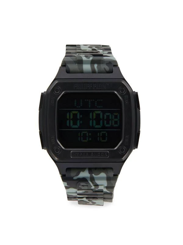Philipp Plein Hyper Shock 44MM IP Black Stainless Steel & Silicone Strap Digital Watch 1