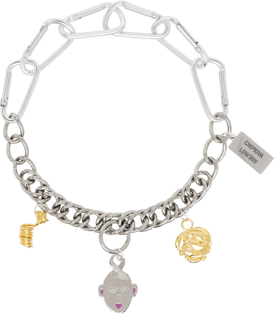 CHOPOVA LOWENA Silver Triple Curl Charm Necklace