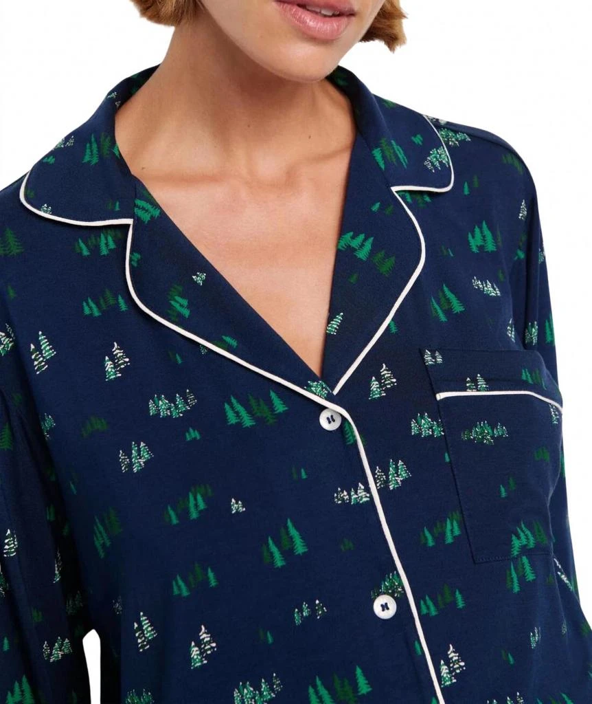 Eberjey Women
s Gisele Printed Long Pj Set In Forest Pine Navy/ivory 5