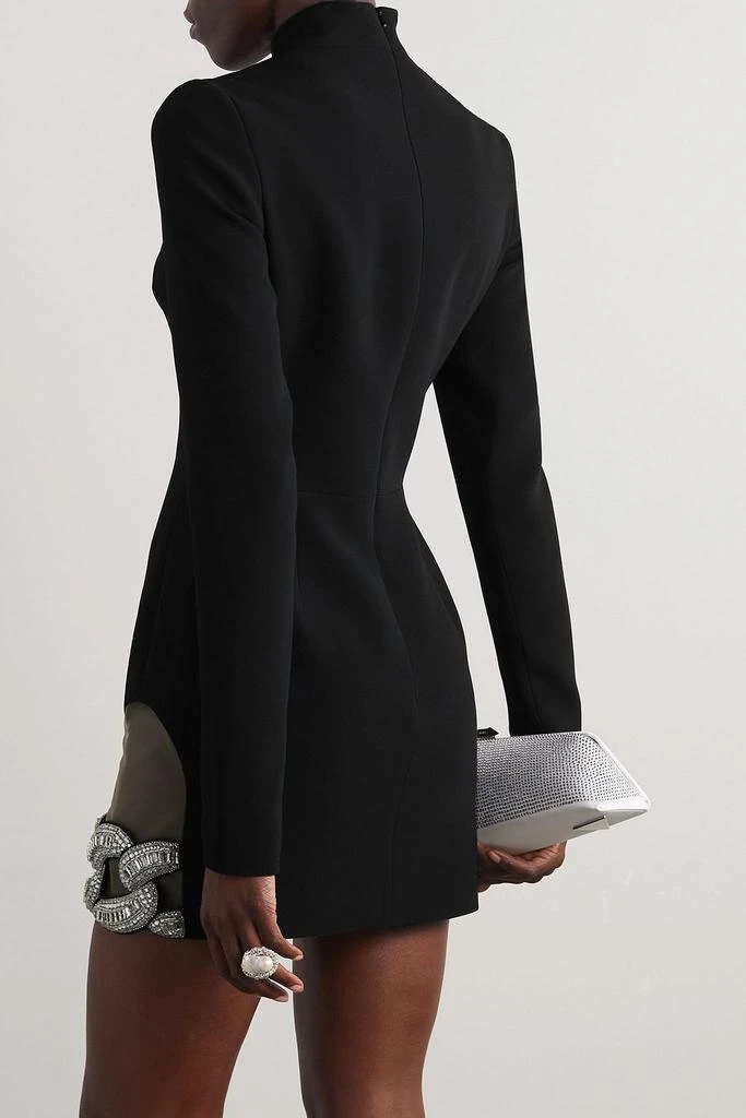 David Koma Crystal-embellished mesh-trimmed stretch-cady mini dress 3