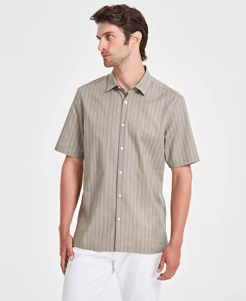 Alfani Men's Lobby Elevator Regular-Fit Stripe Button-Down Shirt, Created for Macy's 1