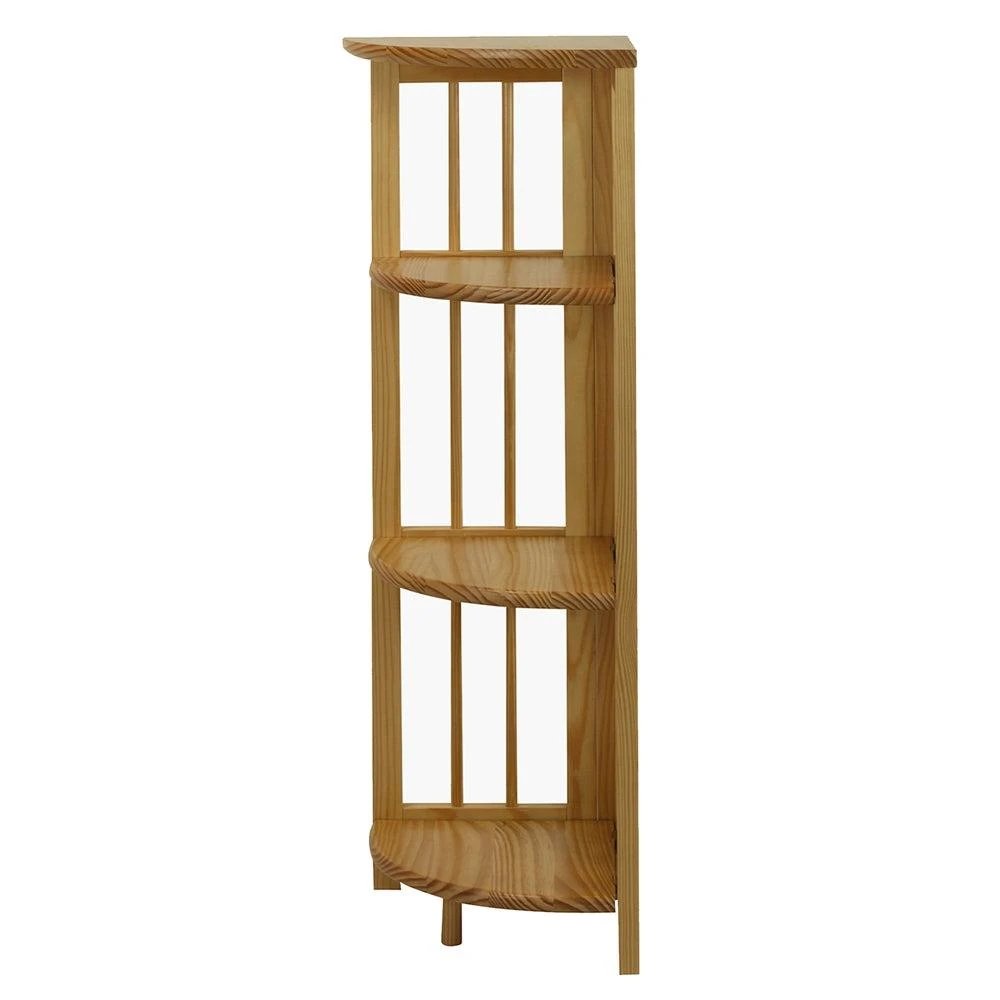 Casual Home 4-Shelf Corner Folding Bookcase-Natural 2