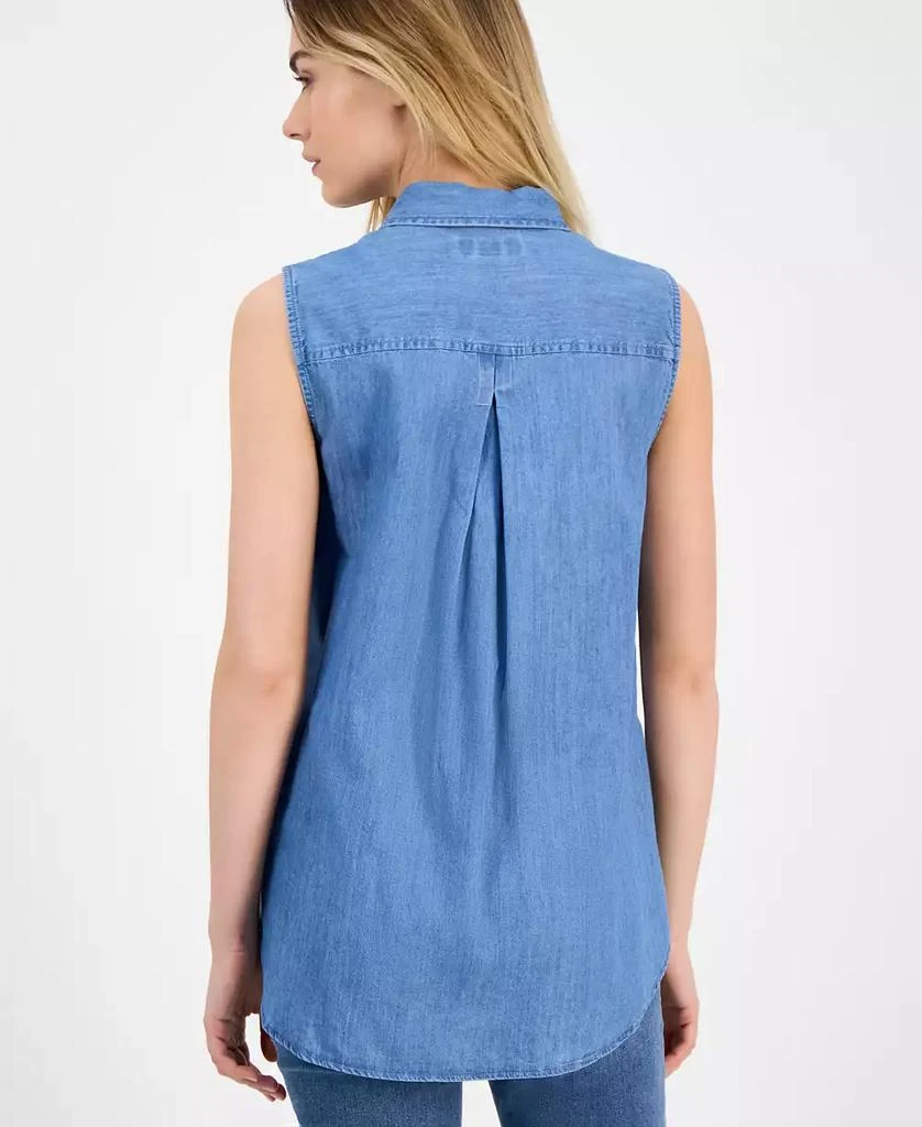 Shop Women's Chambray Sleeveless Button Shirt on Sale at