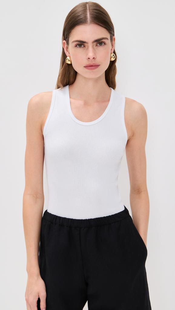 Enza Costa Cotton Rib Scoop Tank