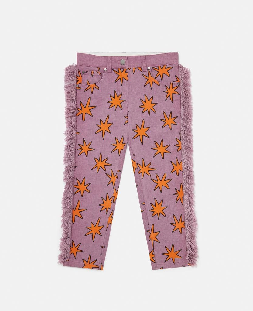 Stella McCartney Stella McCartney - Bright Stars Fringe Denim Jeans, Woman, Dusty pink and orange, Size: 4 1