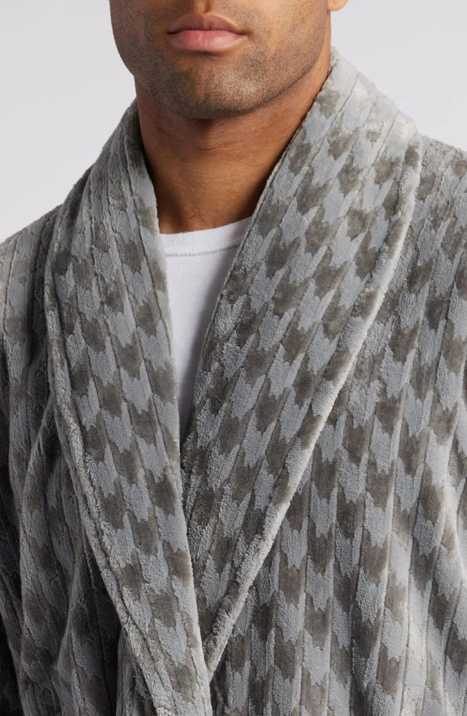 Daniel Buchler Houndstooth Stripe Fleece Robe 4