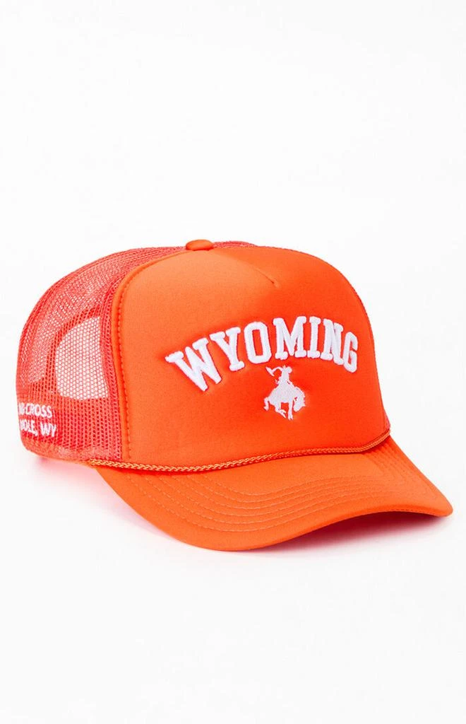 Diamond Cross Ranch Orange Wyoming Trucker Hat 1