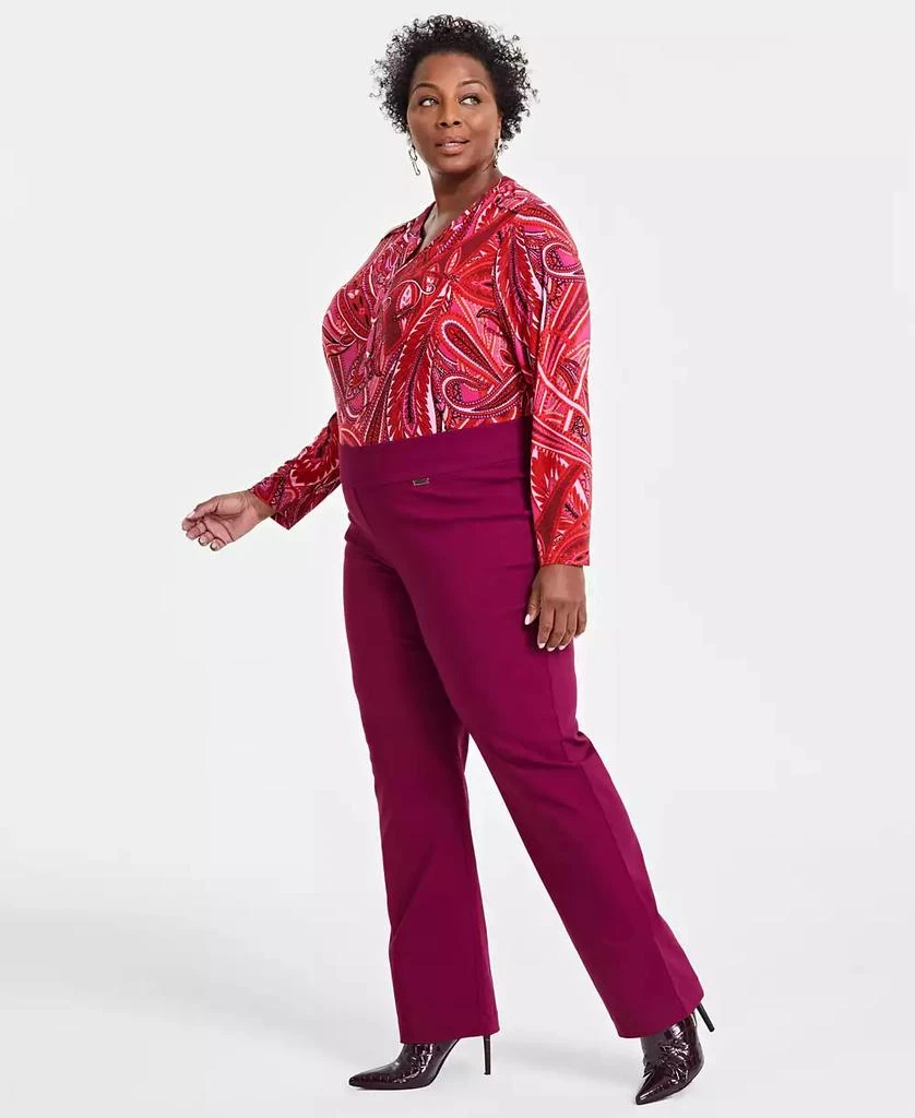 INC International Plus Size Mid-Rise Pull-On Straight-Leg Pants, Created for Macy's 2
