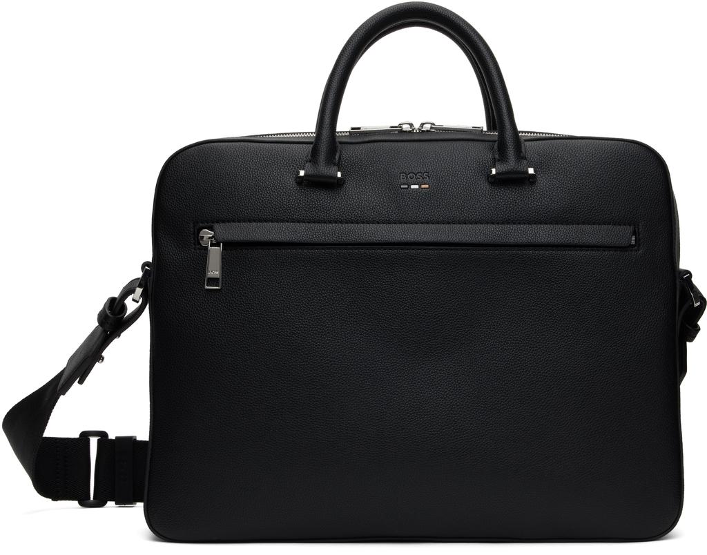 Hugo Boss Black Grained Faux-Leather Briefcase