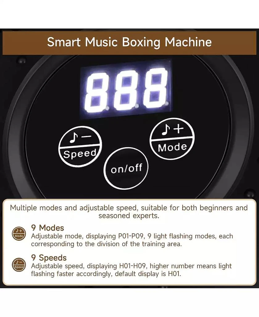 Artudatech Music Boxing Machine for All Ages with 9 Modes & Speed Adjustment, Bluetooth Connectivity, Free Gloves Included 4