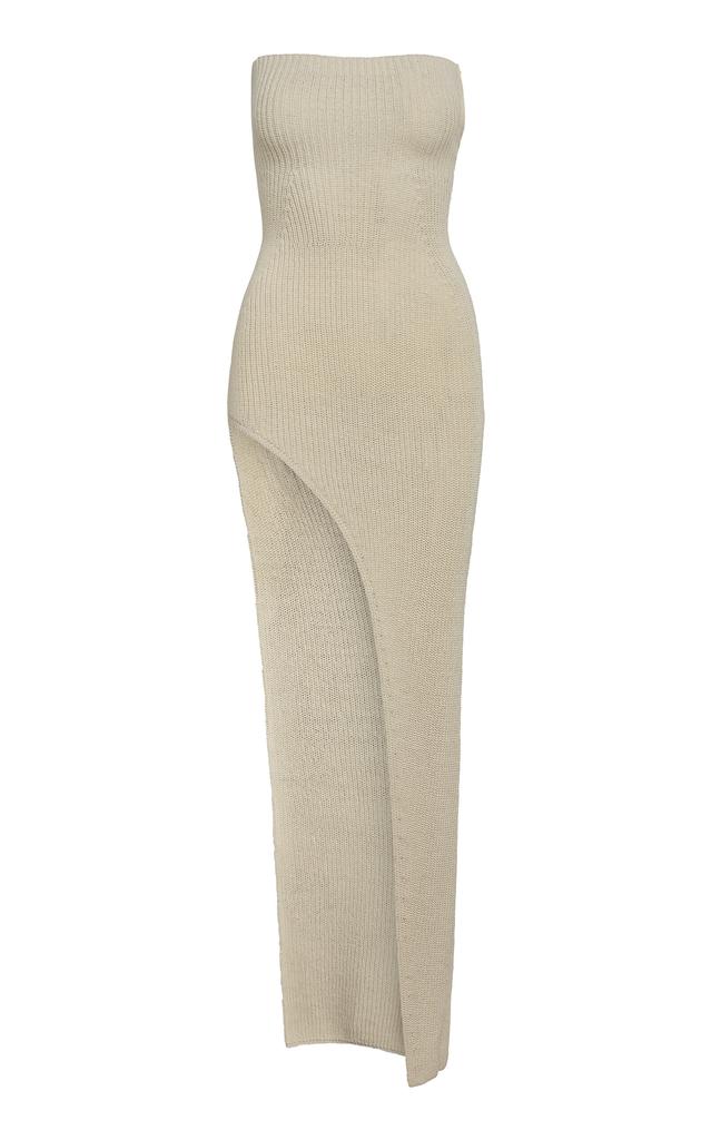 Aya Muse Aya Muse - Baika Ribbed-Knit Cotton-Blend Midi Dress - Off-White - M - Moda Operandi