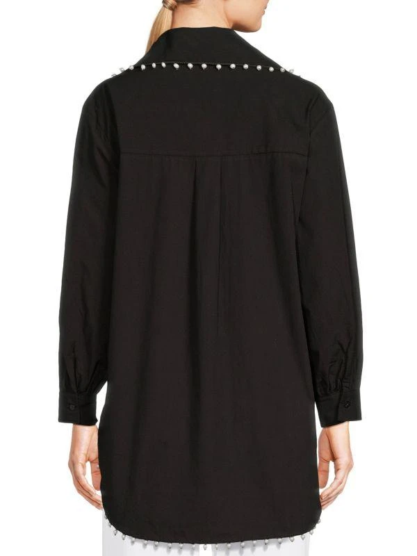 Lea & Viola High-Low Pearl Studded Button Down Shirt 2