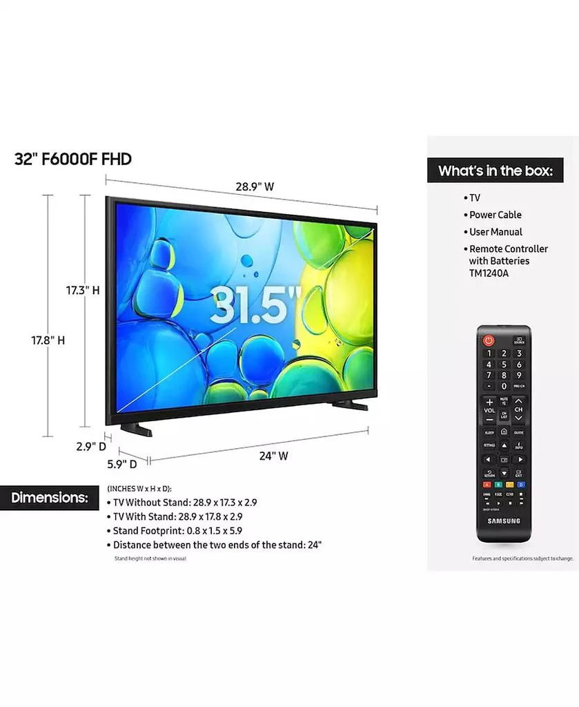 SAMSUNG 32" Class FHD Smart TV F6000F - UN32F6000 4
