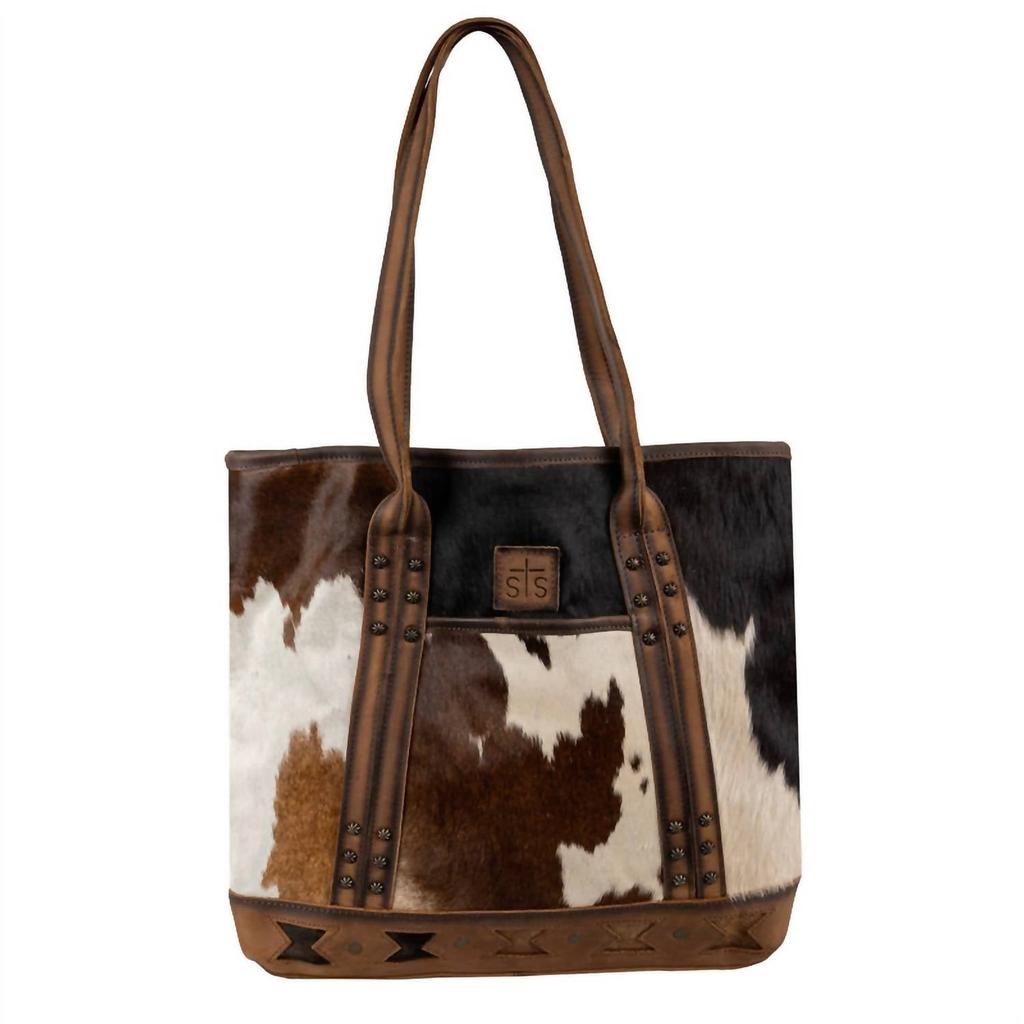 STS Ranchwear Women's Roswell Cowhide Tote In Brown/natural