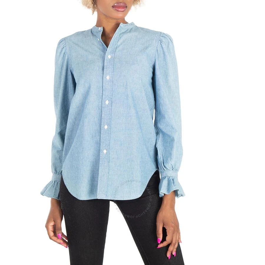 Ralph Lauren Puff-Sleeve Frill-Trimmed Denim Shirt 1