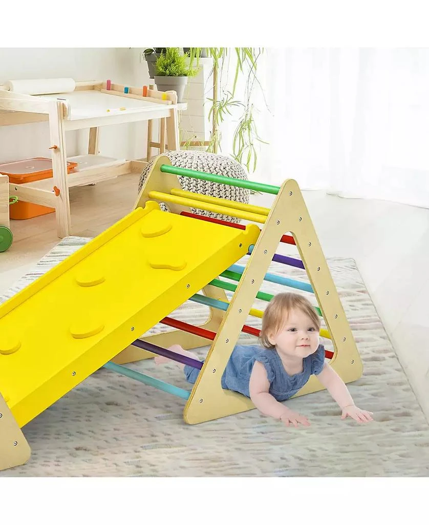 SKONYON 3 in 1 Wooden Set of 2 Triangle Climber with Ramp for Slid 6