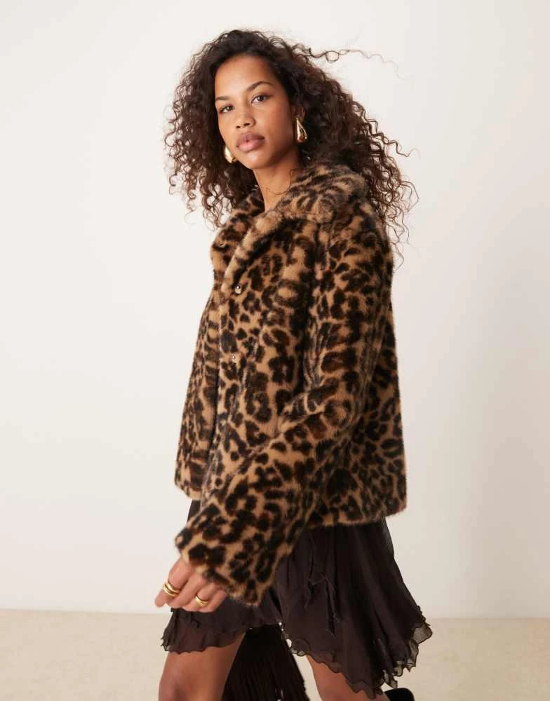Shop Abercrombie Fitch collared borg jacket in leopard print on