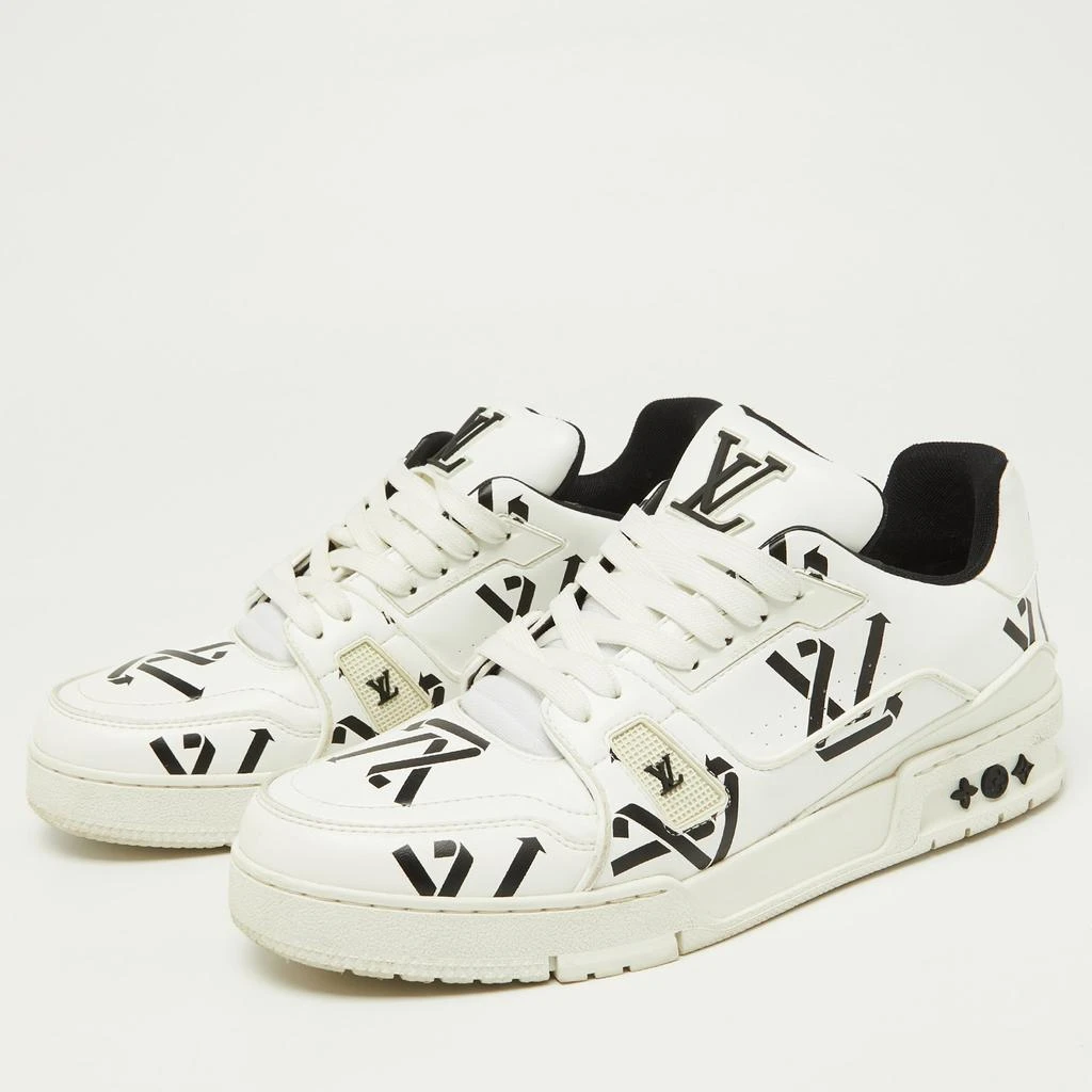 Louis Vuitton Louis Vuitton White/Black Monogram Faux Leather LV Trainer Sneakers Size 41 2