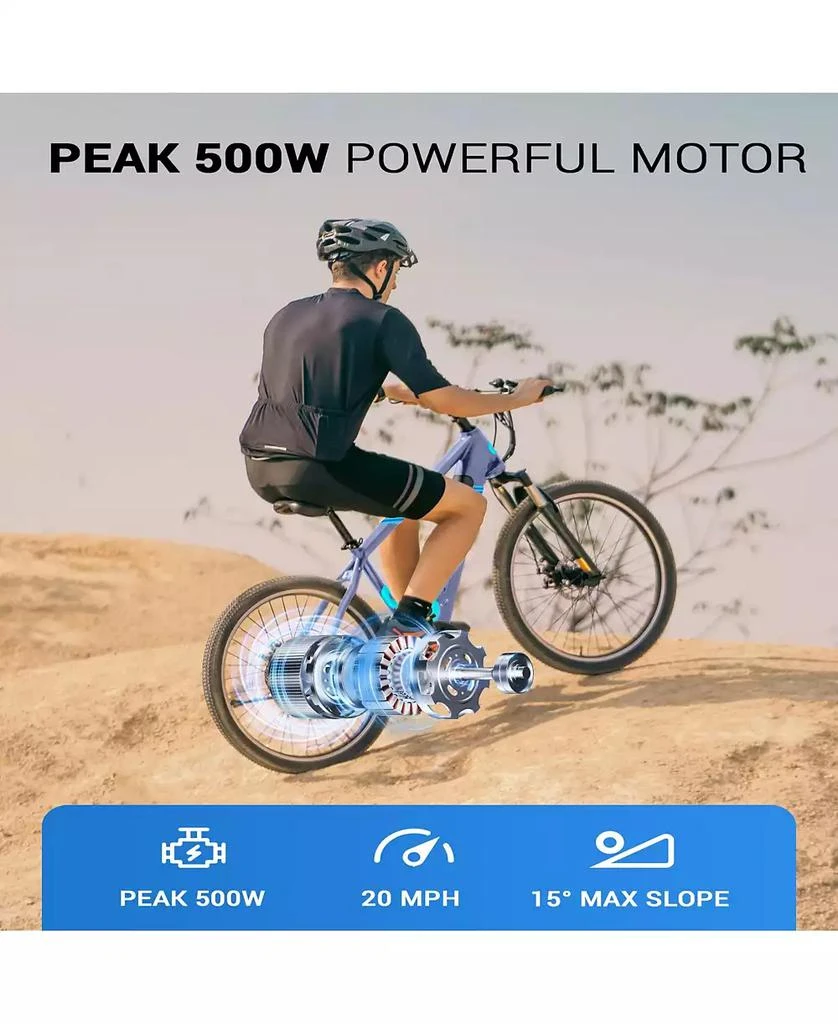 Everyfun 350W Electric Bike 26" Electric Mountain Bike for Adults, 36V Built-in Hidden Removable Battery with Shimano 7 Speed City Commuter Bike for Man Woman 4