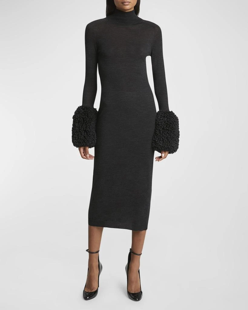 Alaia Bubble-Cuff Long-Sleeve Midi Sweater Dress 2