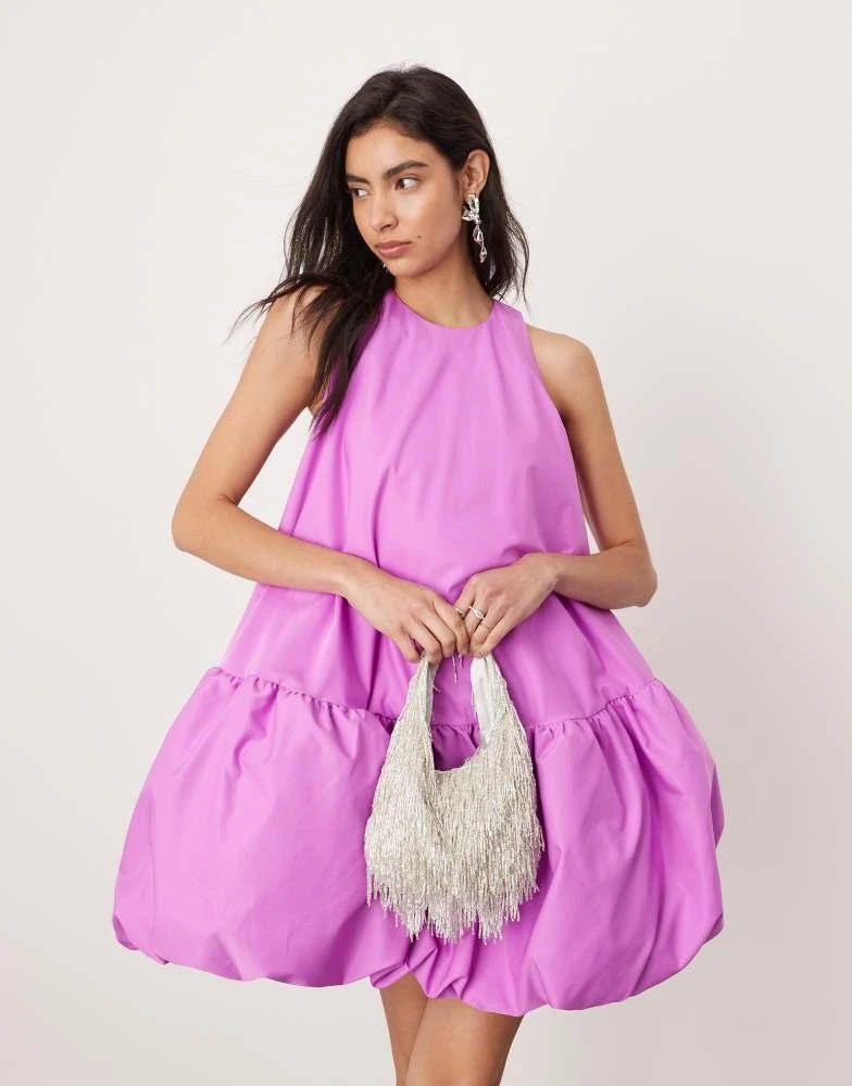 ASOS ASOS EDITION scoop neck puff ball mini dress in purple 4