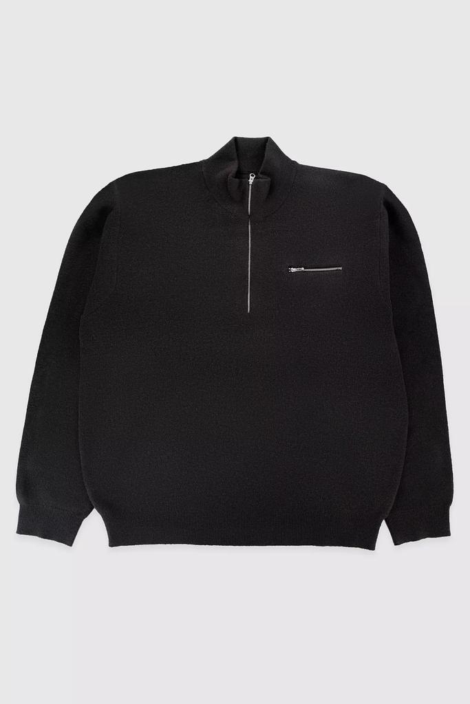 STUSSY Men's Full Zip Brushed Merino Sweater Black - Sweaters