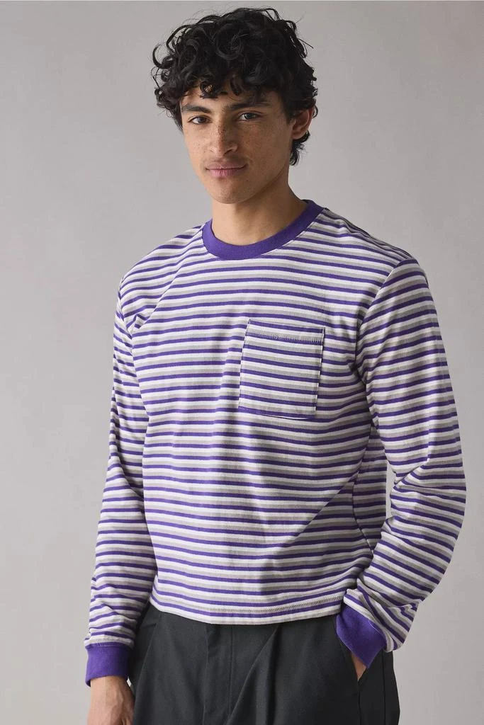 BDG BDG Bonfire Stripe Cropped Long Sleeve Pocket Tee 1