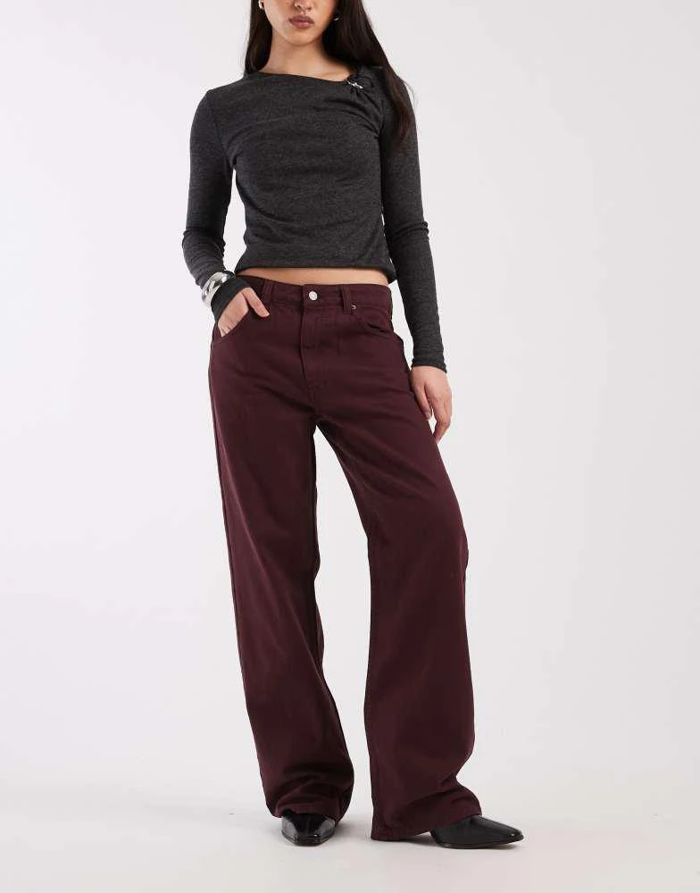 ASOS ASOS DESIGN low rise baggy jeans in burgundy