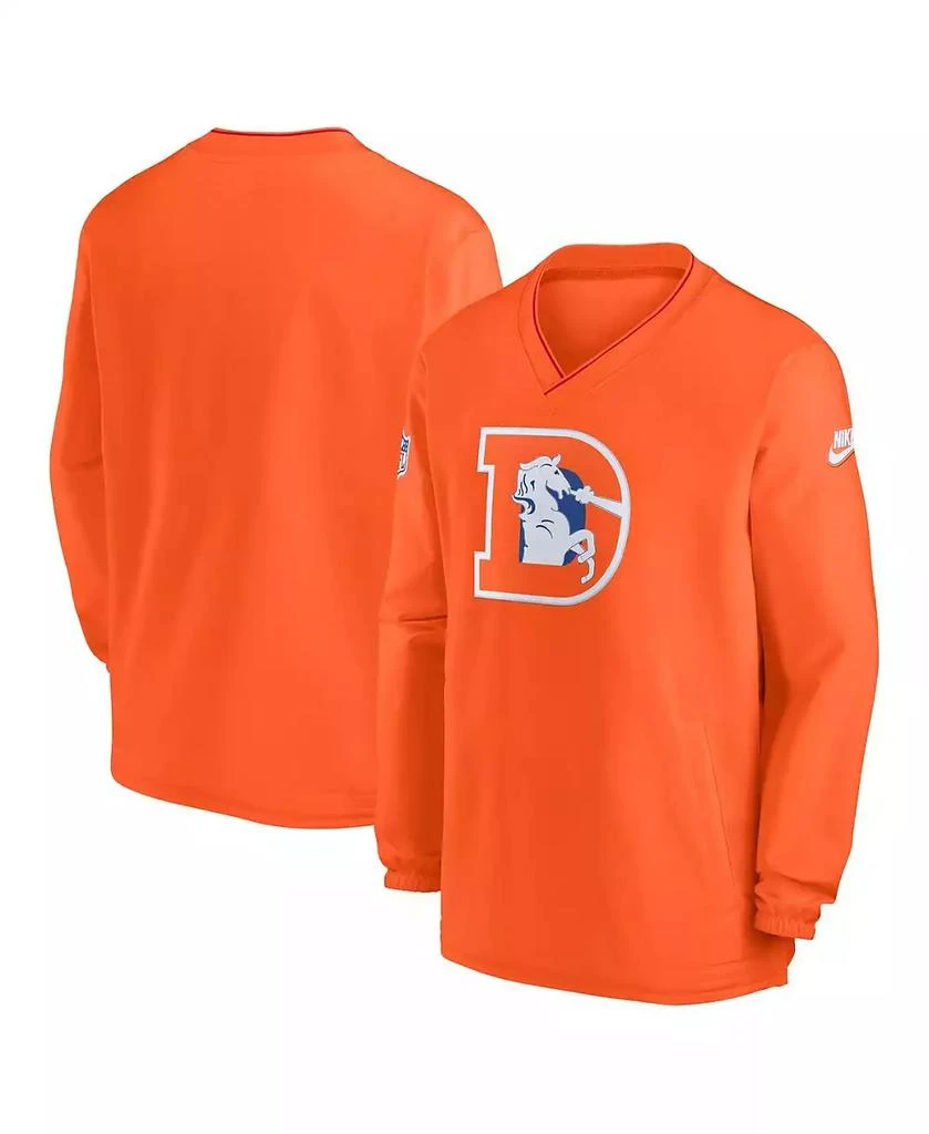 NIKE Men's Orange Denver Broncos Throwback Logo Long-Sleeve V-Neck Windshirt 1