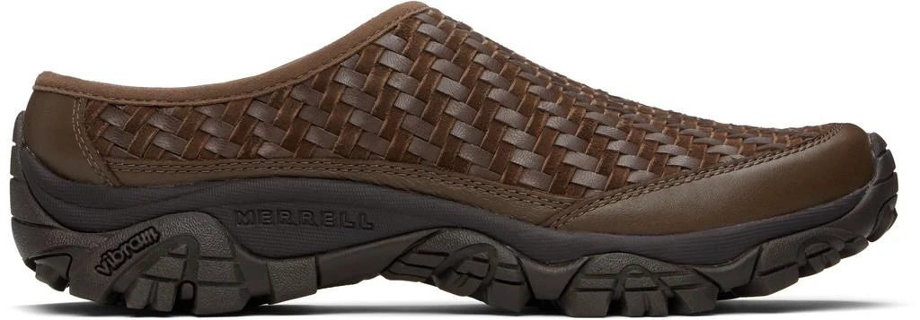 Merrell Brown Moab 2 Slide Leather Woven Loafers 1