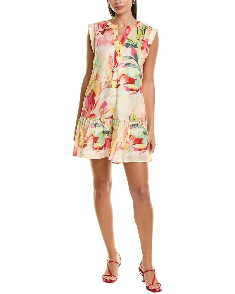 long sleeve mini dress boho Rich Champagne Floral Long Sleeve Mini Dress