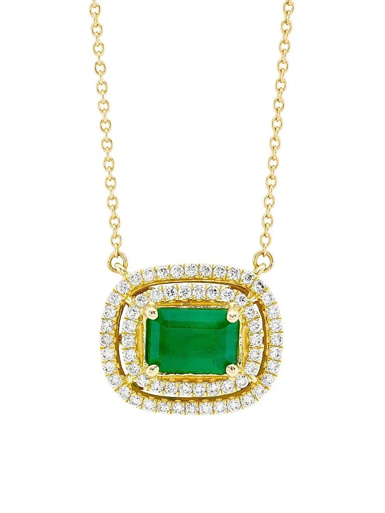 Saks Fifth Avenue Collection 14K Yellow Gold, Emerald & 0.33 TCW Diamond Necklace 1
