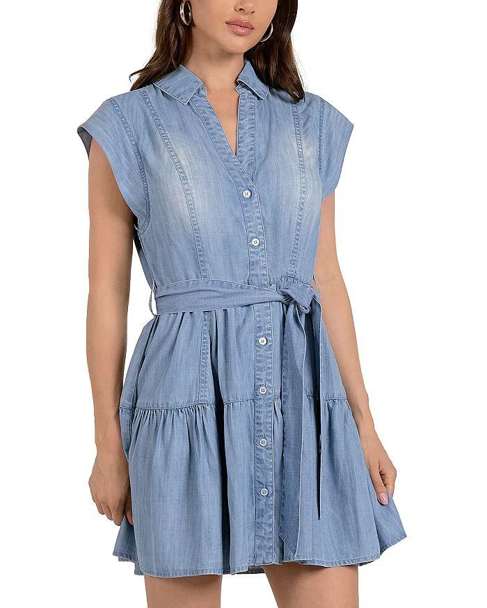 Elan Chambray Collared Button Front Mini Dress 1