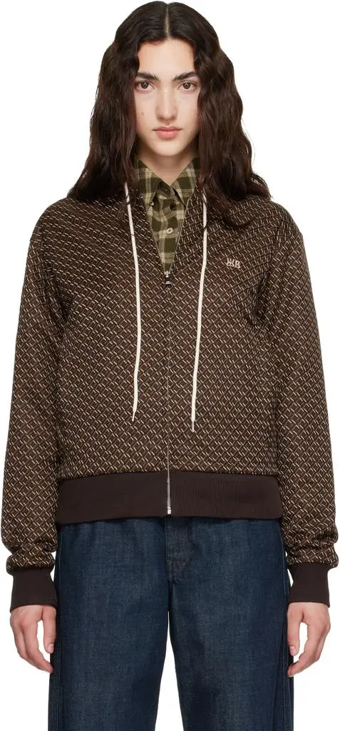 WALES BONNER Brown Modernist Jacquard Hooded Track Jacket