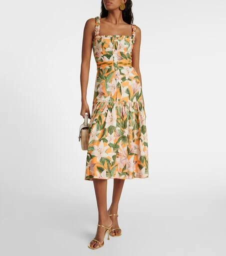 Agua by Agua Bendita Nispero floral linen midi dress 2