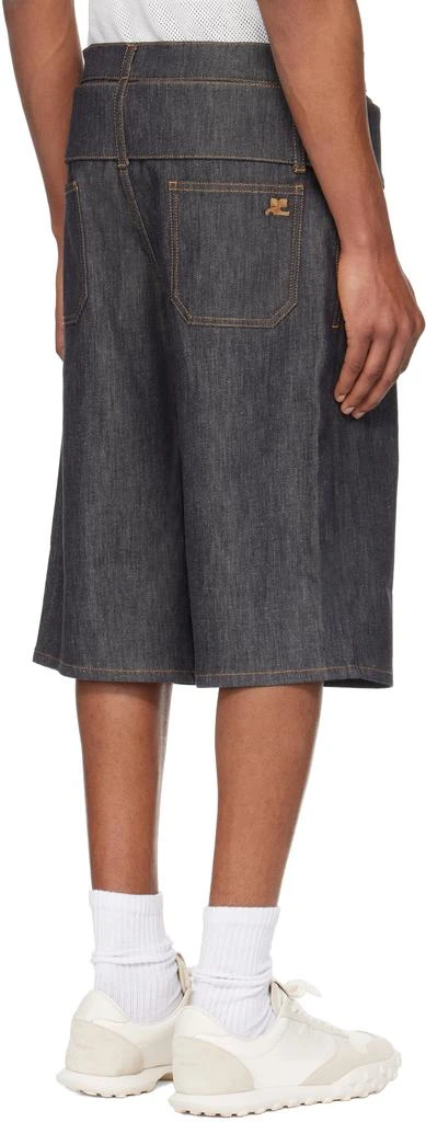 Courrèges Gray Double Belted Denim Shorts 3