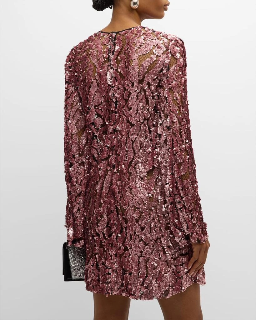 LAPOINTE Sequin Long-Sleeve Mini Shift Dress 5