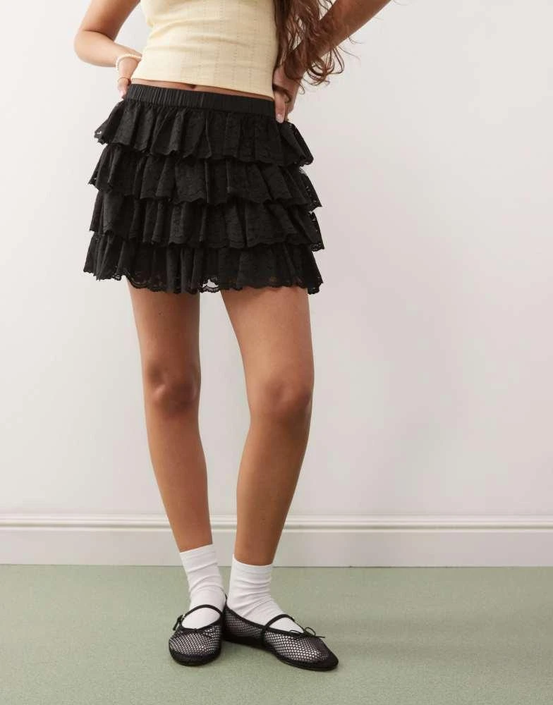 Miss Selfridge Miss Selfridge lace micro mini skirt in black 2