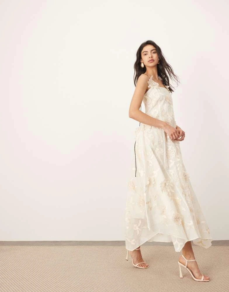 green emerald velvet dress Miss Me Embroidered Maxi Dress (Cream) – Aspen Lace Boutique main image 1