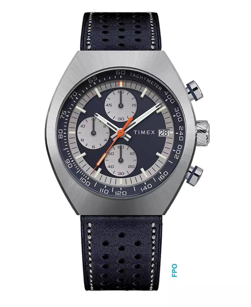 Timex Men's Quartz Analog Blue Leather Watch, 42mm 1