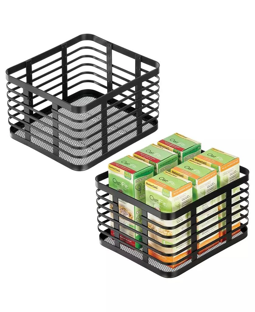 mDesign Metal Pantry Basket with Handles - Set of 2 - Matte Black 2