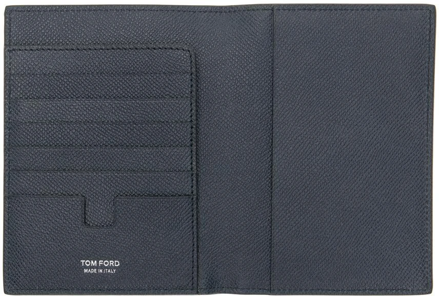 Tom Ford Navy Small Grain Leather Passport Holder 3
