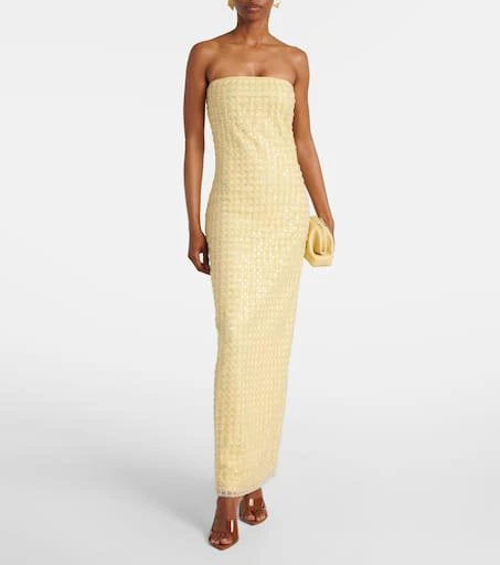 ROTATE Birger Christensen Embellished strapless gown 2