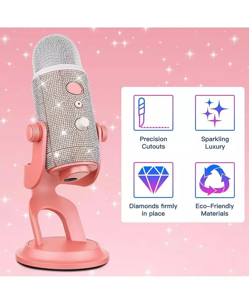 ZealSound Blue Yeti Bling Sticker, Rhinestone Crystal Diamond DIY Decoration Shiny Skin Cover for Yeti 
Yeti Pro Microphones (Silver 2