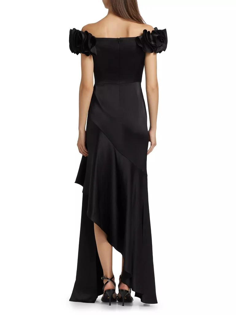 Teri Jon Satin Draped Off-The-Shoulder Gown 5