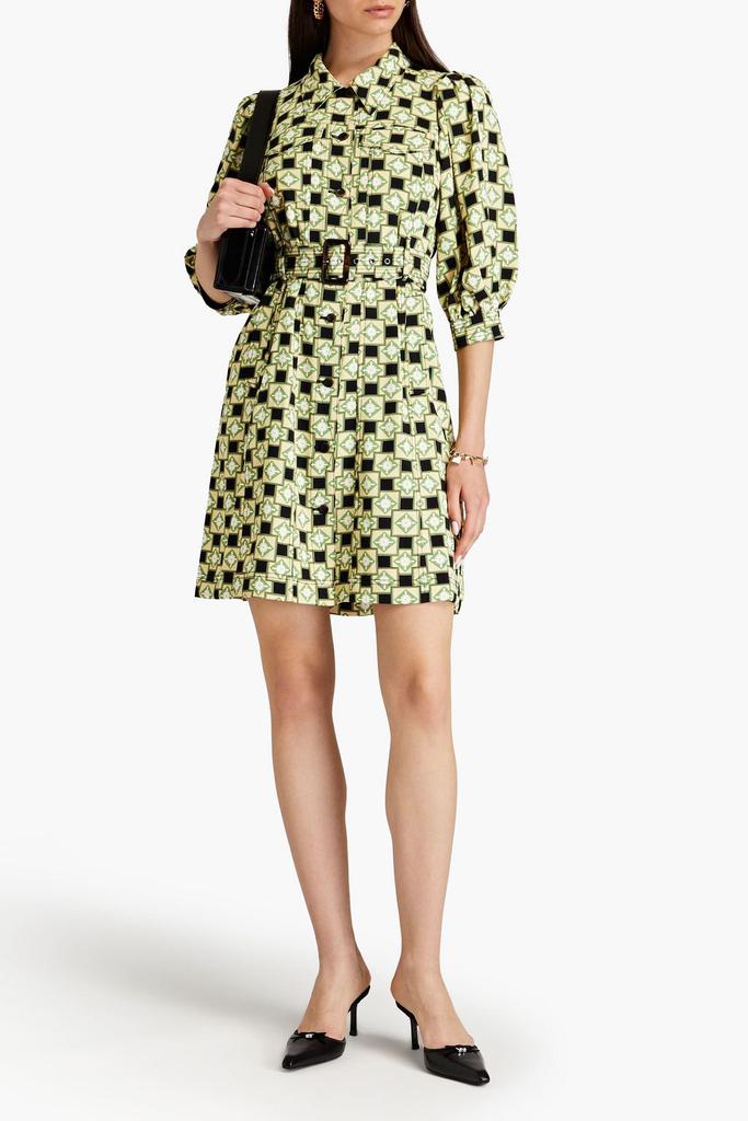 Diane von Furstenberg Britney belted printed crepe mini shirt dress