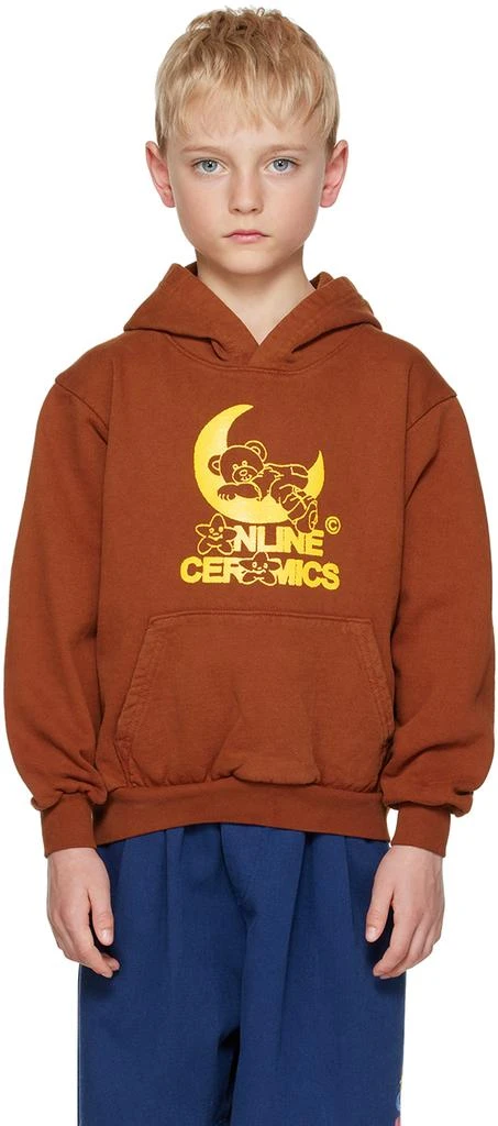 Online Ceramics Kids Brown Graphic Hoodie 1